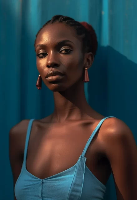 蓝色背心中的非洲女演员-极简主义风格UE5
