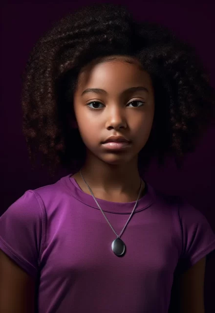 穿着紫色上衣的年轻非洲裔女孩