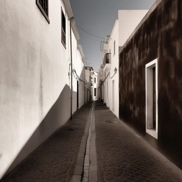 兰萨罗特岛上一条狭窄的蜿蜒街道