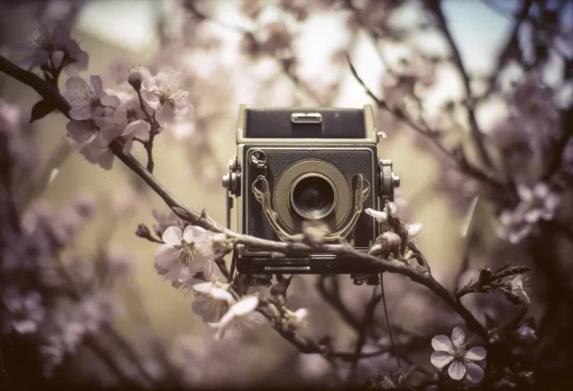 用宝丽来胶片和独特的技术捕捉樱桃树的美丽