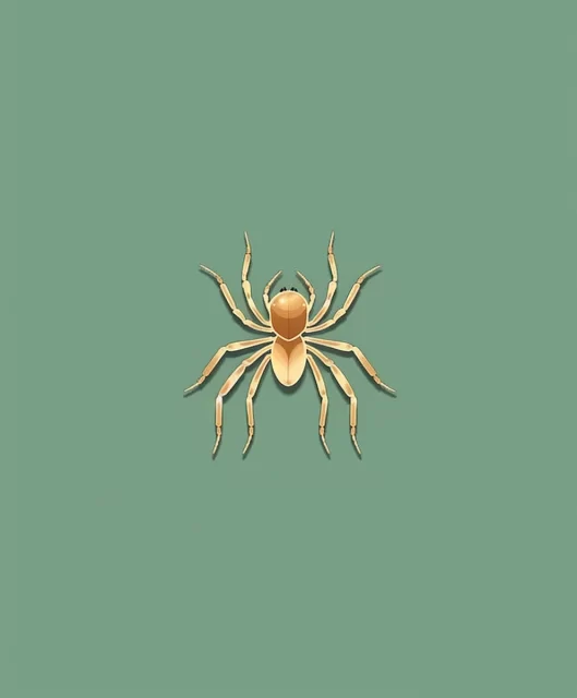 浅棕色和青铜风格的绿色背景上的蜘蛛