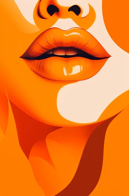 橙色程式化的重叠唇在橙色背景