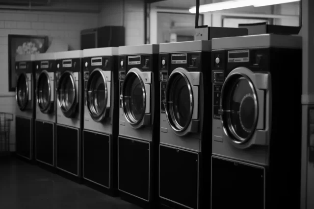 具有黑色电影美感的老式洗衣机