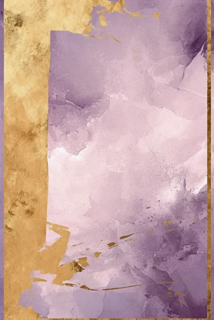 水彩金色框架与紫色背景上的金箔矢量