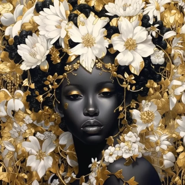 黑色和白色与金花: 黄金时代美学启发的艺术作品