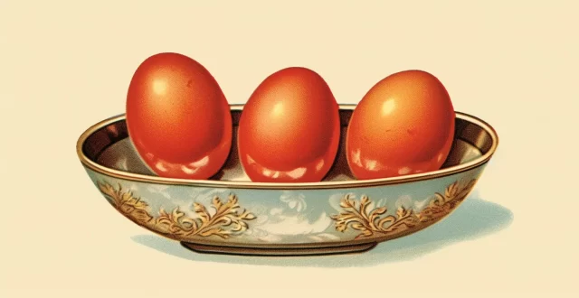 红色和白色鸡蛋的小菜