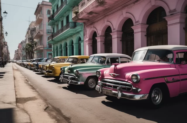 探索丰富多彩的古巴城市: 粉红色和金色的永恒优雅