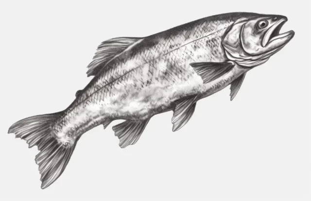 鱼鲑鱼插图绘制在透明背景PNG