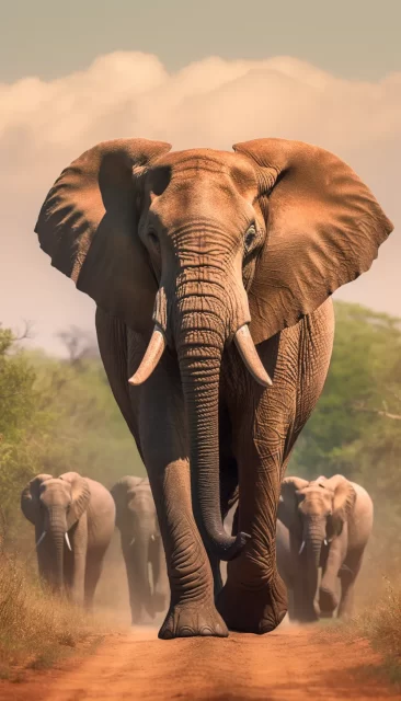 雄伟的非洲大象: 大草原上团结与力量的象征