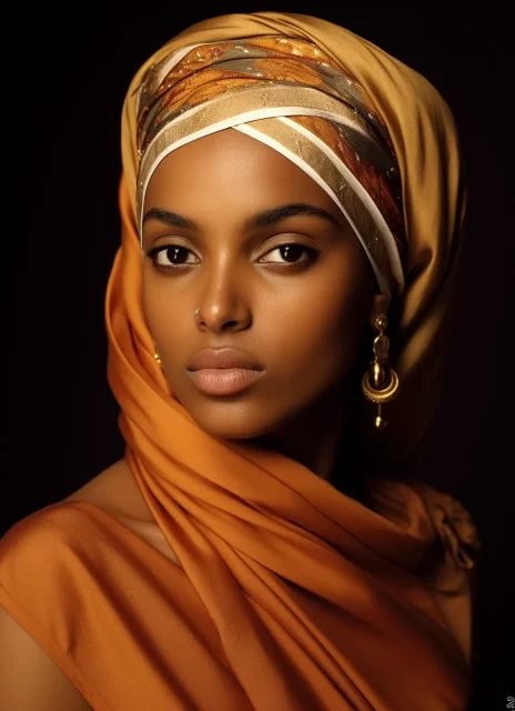 埃塞俄比亚妇女与头巾和Beadwork照片