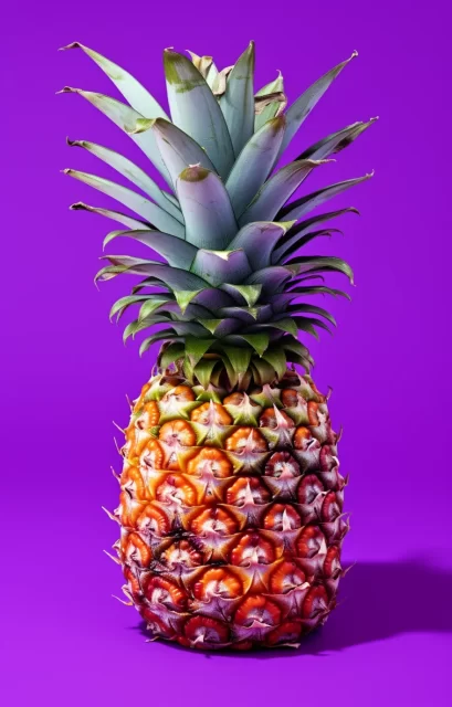 紫色背景上的菠萝水果摄影
