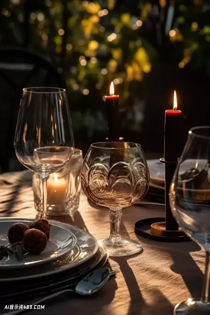 餐桌布置灵感: 花园里的酒杯和蜡烛