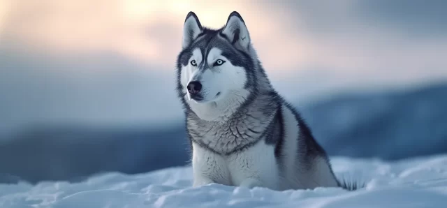 哈士奇狗坐在雪地上-浅海军和浅灰色的地形摄影