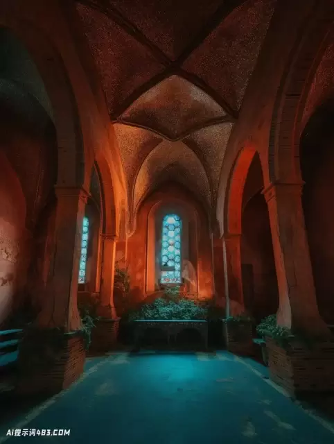 苔藓覆盖的砖砌教堂的美丽