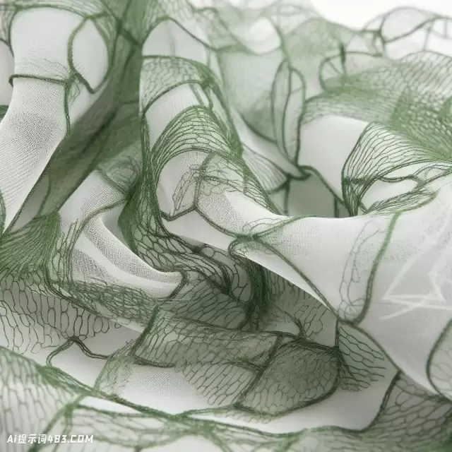 绿色和白色分层网眼织物在Figura Serpentinata风格