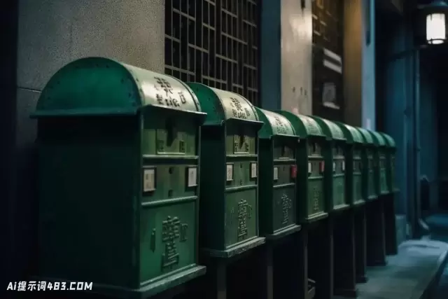 上海复古绿色邮政信箱: