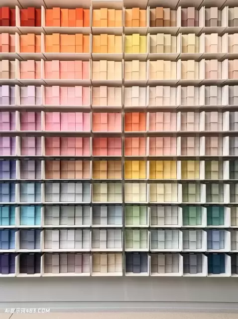 油漆商店的彩色色板墙