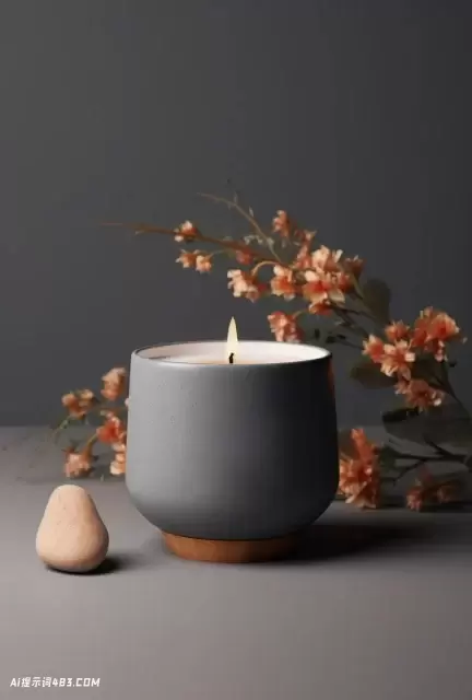 蜡烛模型与简单风格的花束