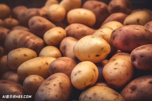 未分类土豆的特写视图与画布纹理强调和复古过滤器