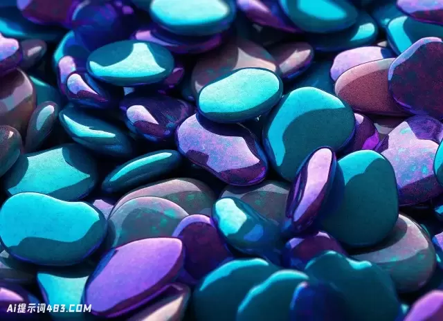 色场风格的紫色和蓝色闪光鹅卵石