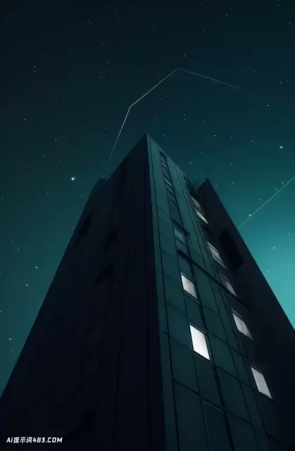 夜空背景上的极简几何建筑