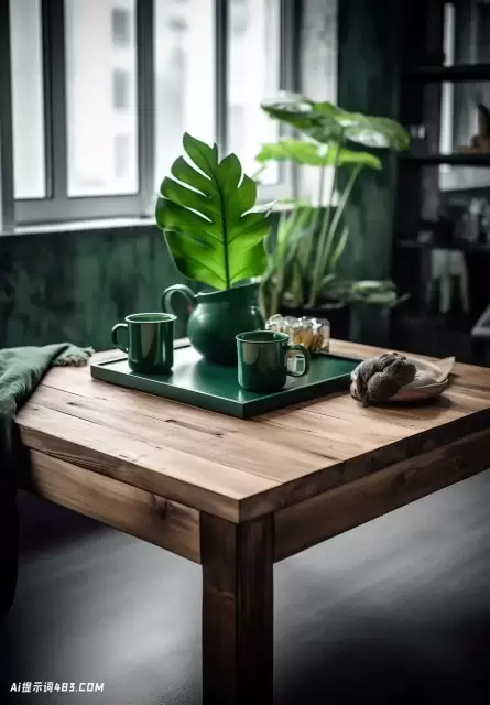 带植物核心的咖啡桌-UHD图像