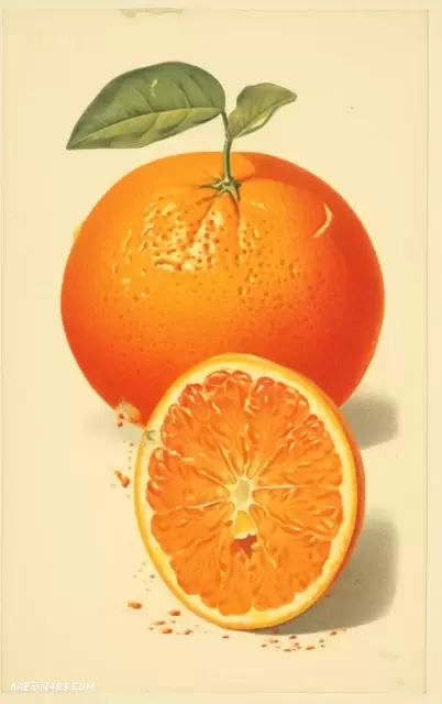 将橙子切成两半并近距离观察一块橙子的插图