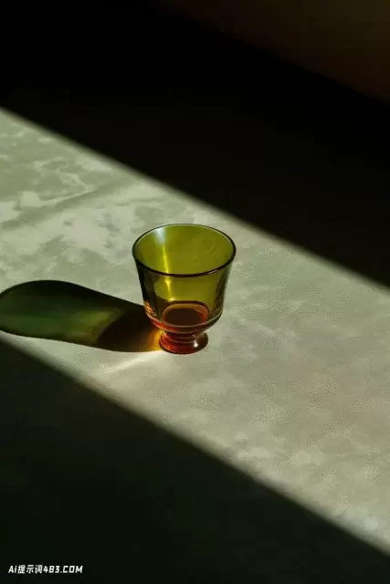 阴影中的绿色杯子: 叙事桌面摄影作品