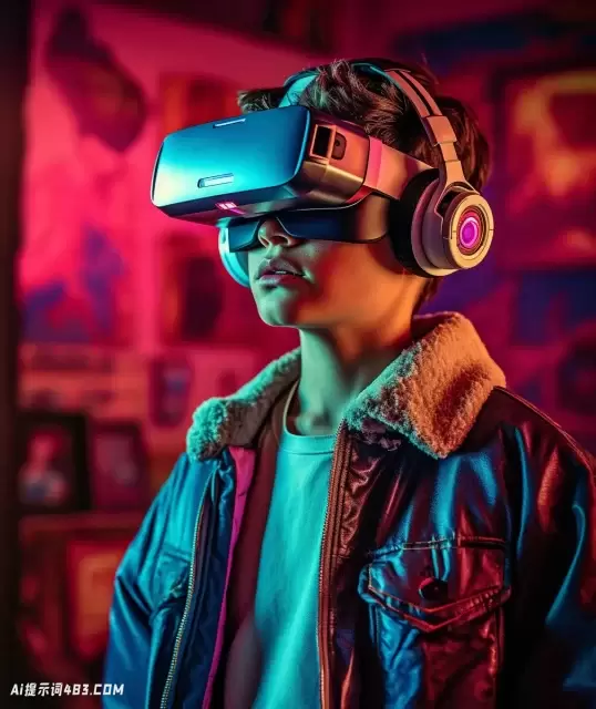 使用Retrowave风格的VR耳机体验游戏的未来