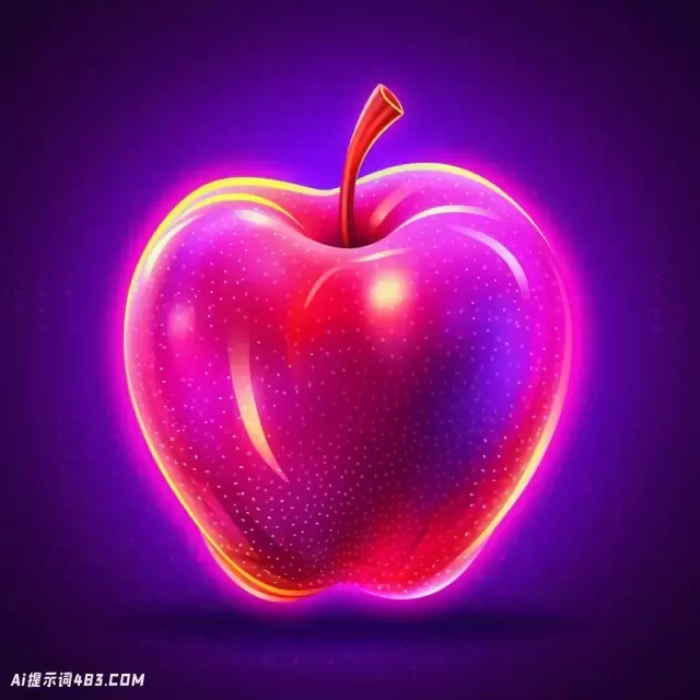 明亮的霓虹灯苹果矢量在数字插图风格