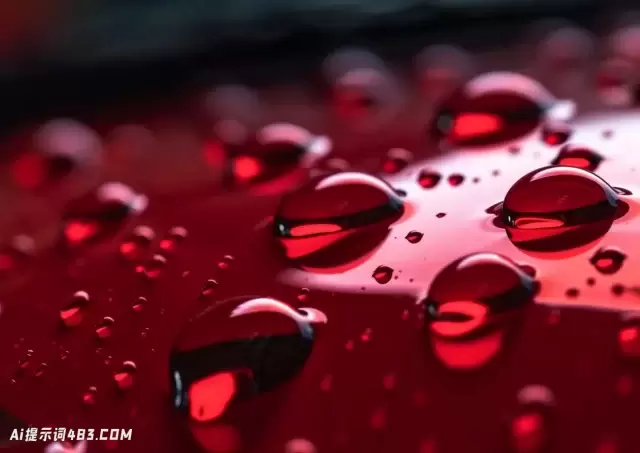 红色玻璃上的水滴