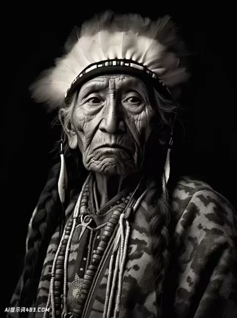美国原住民的旧黑白图像
