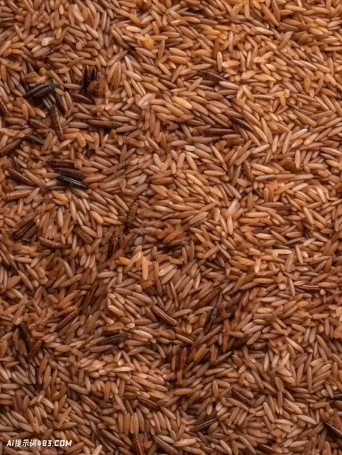 Perry Rhodan风格的昆虫制成的糙米的特写视图