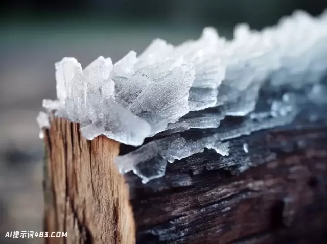 锯齿状边缘样式的木材上的霜