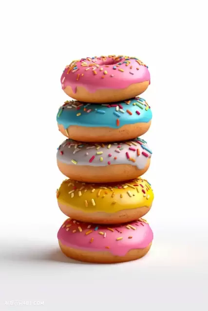 五颜六色的甜甜圈在Cinema 4D风格
