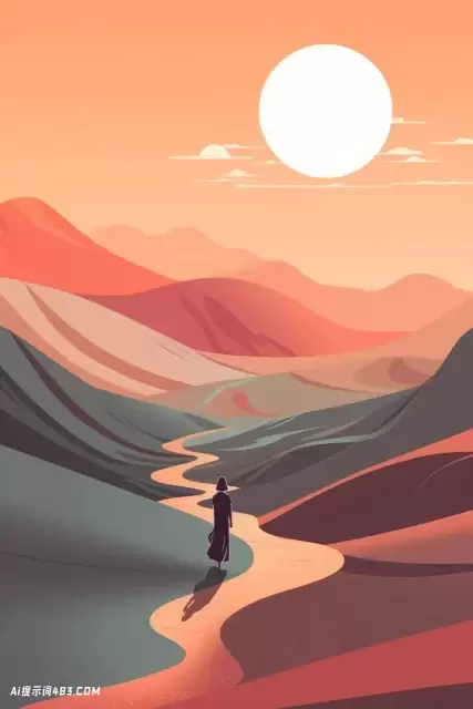 浪漫的faivist动画: 微妙的彩色沙漠之旅