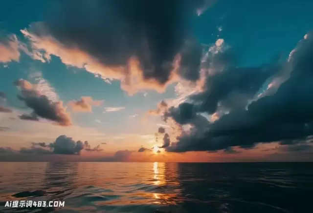 日落时美丽的海云时间流逝视频素材