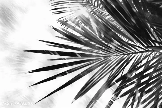 闪耀的光和抽象的棕榈叶树艺术在Celestialpunk风格