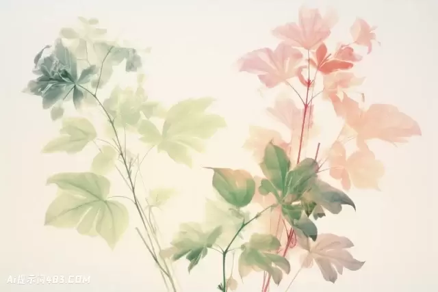 空灵的叶子: 模板艺术风格的植物插图