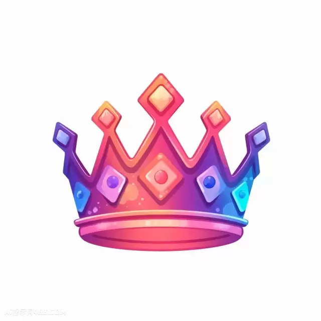 蓝色和紫色的皇冠，带有复古的未来派风格和Princesscore氛围