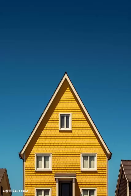 黄色的房子与蓝天-丹麦设计风格