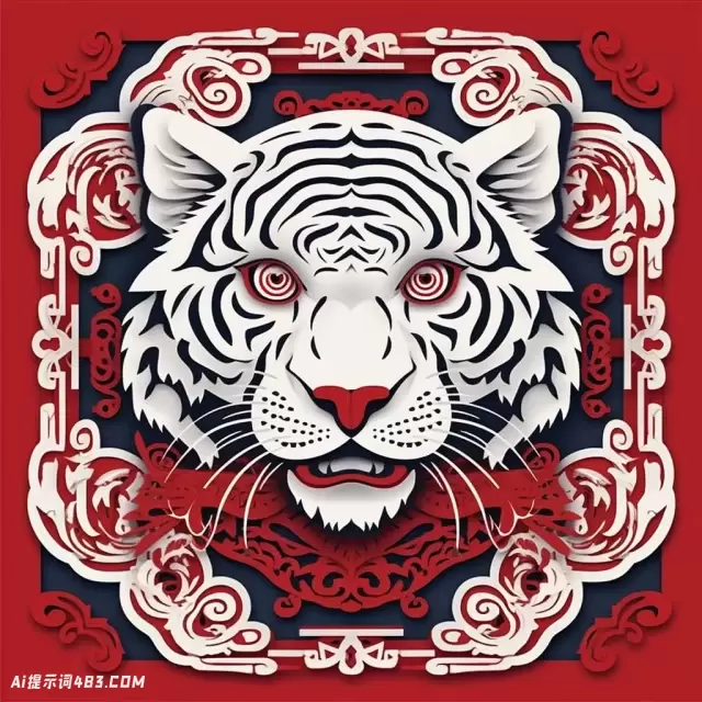 中国纸上的老虎插图