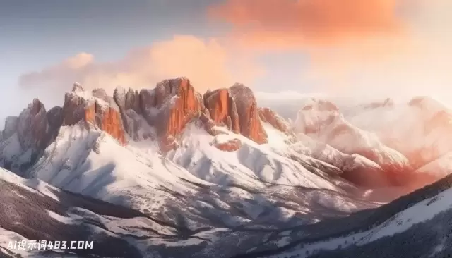 雪中的高山山脉: 8k分辨率的意大利风景