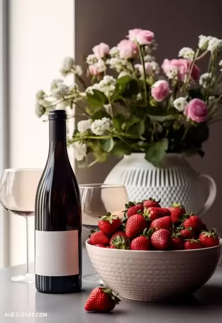 Pop Inspo: 一碗草莓、葡萄酒和花瓶