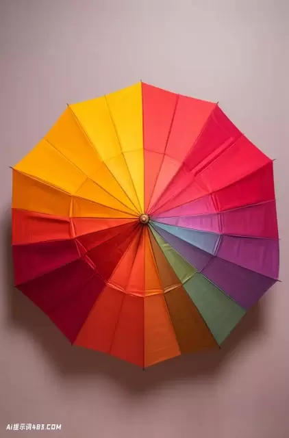 彩虹色伞，带错视-高角度拍摄的l’oeil折叠