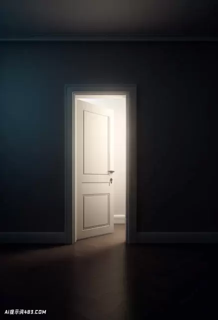 一扇暗白色房间的门，有一盏小灯
