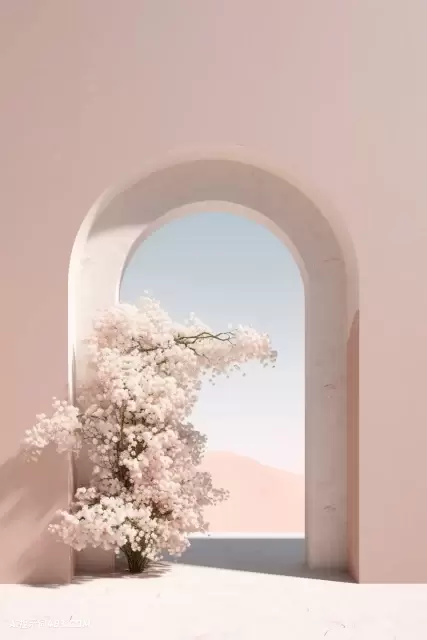 苍白调色板风格的拱门和花朵