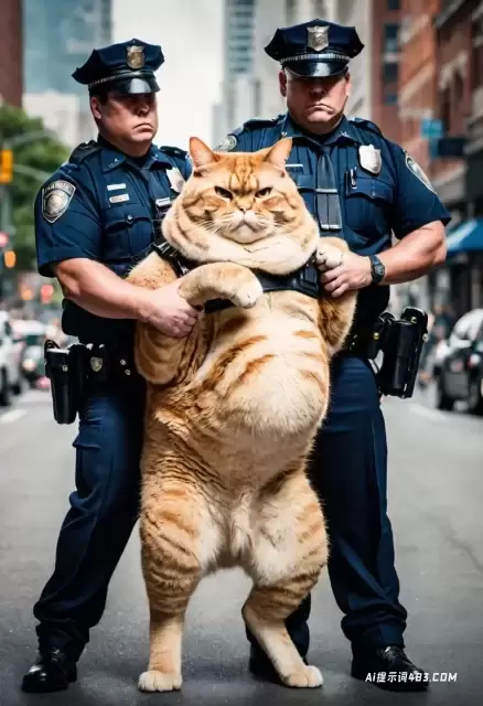男警察抓了一只猫