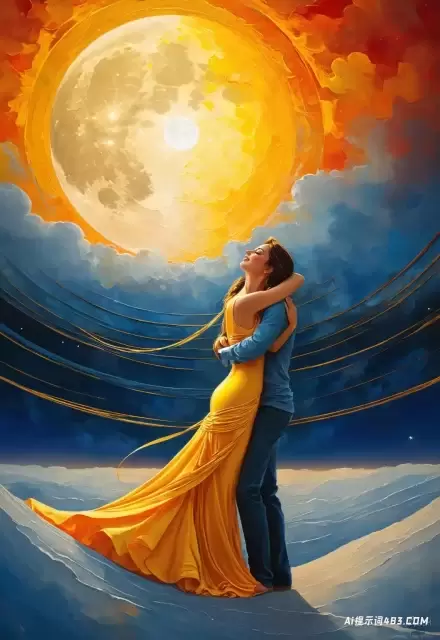 拥抱太阳的月亮像你意识的丝线一样在无尽的永恒中交织在一起