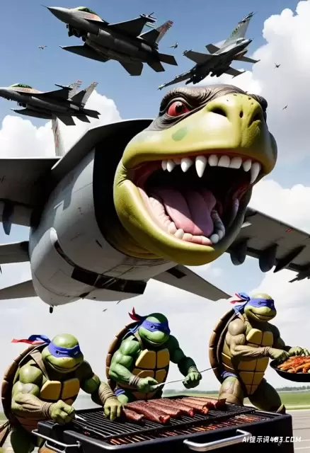 十亿只变异忍者龟在f-16战斗机内飞行
